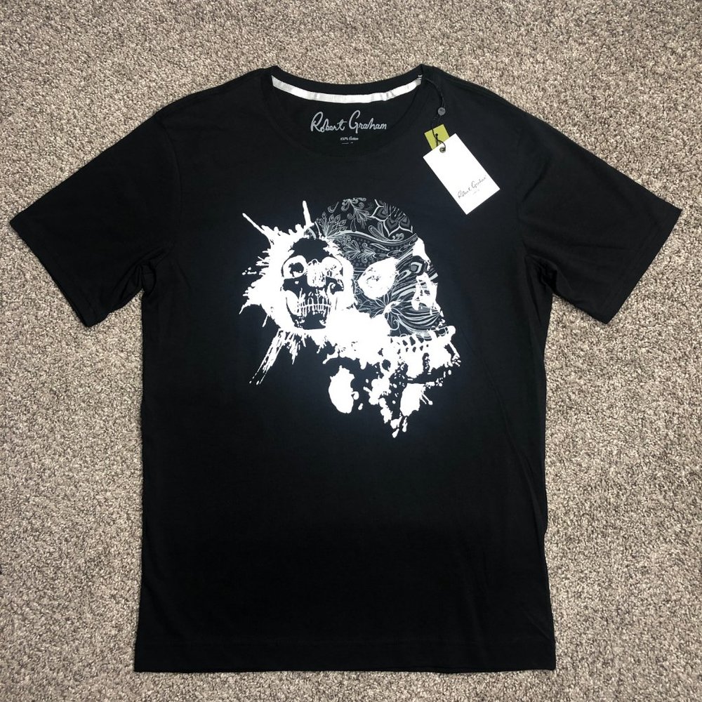 New Robert Graham Paint Splatter Short Sleeve Classic Fit T Shirt Size Small